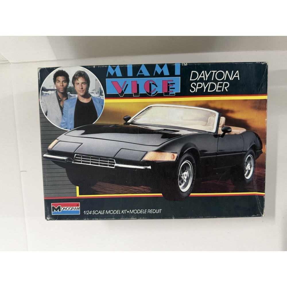 Vintage Monogram Miami Vice Daytona Spyder 1/24 Scale Model Kit Open Box